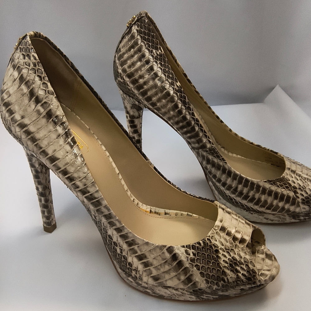COACH Selma Python Snakeskin Peep Toe Pumps, Size… - image 8
